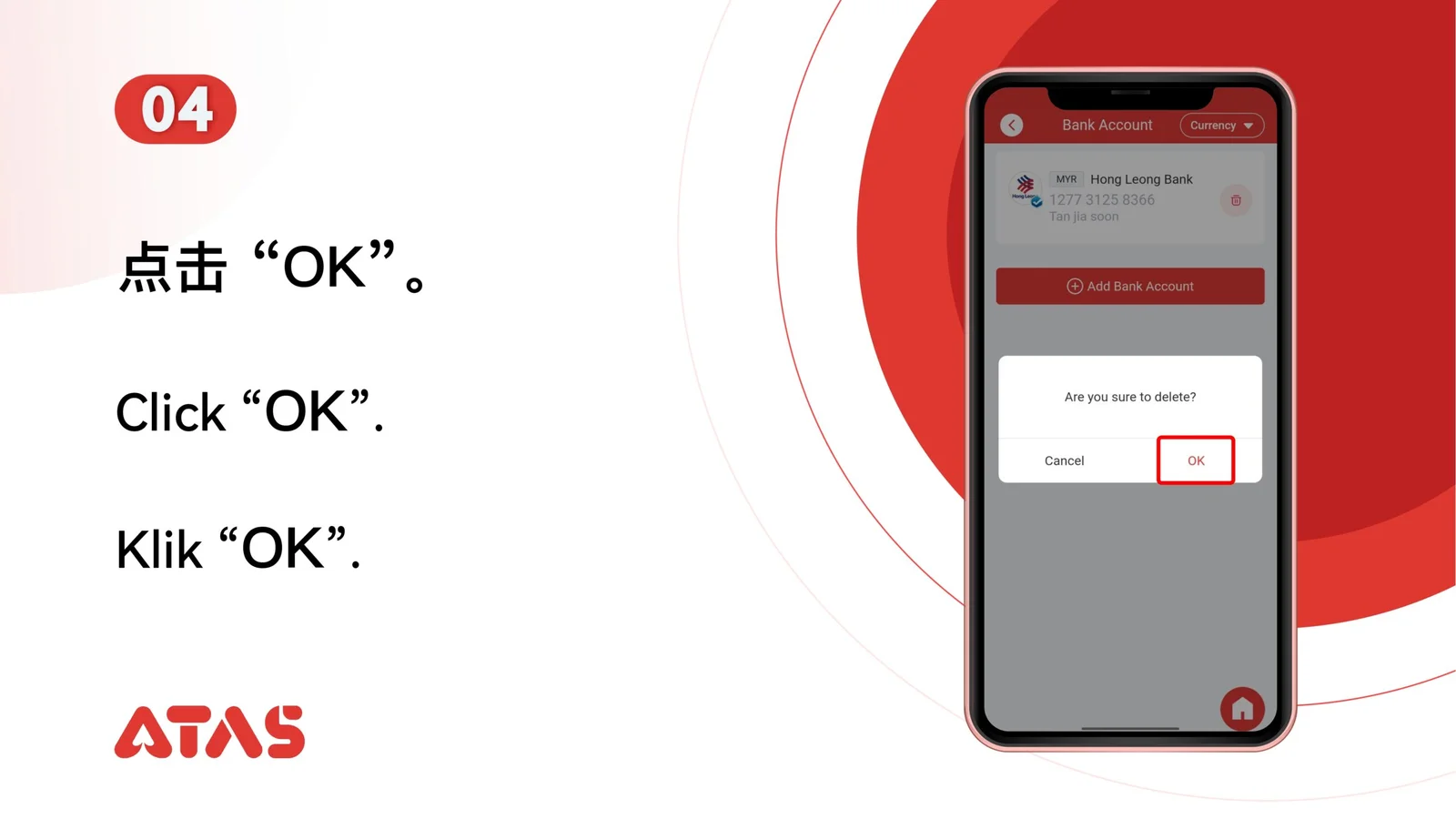 Hapus Rekening Bank — Langkah 5