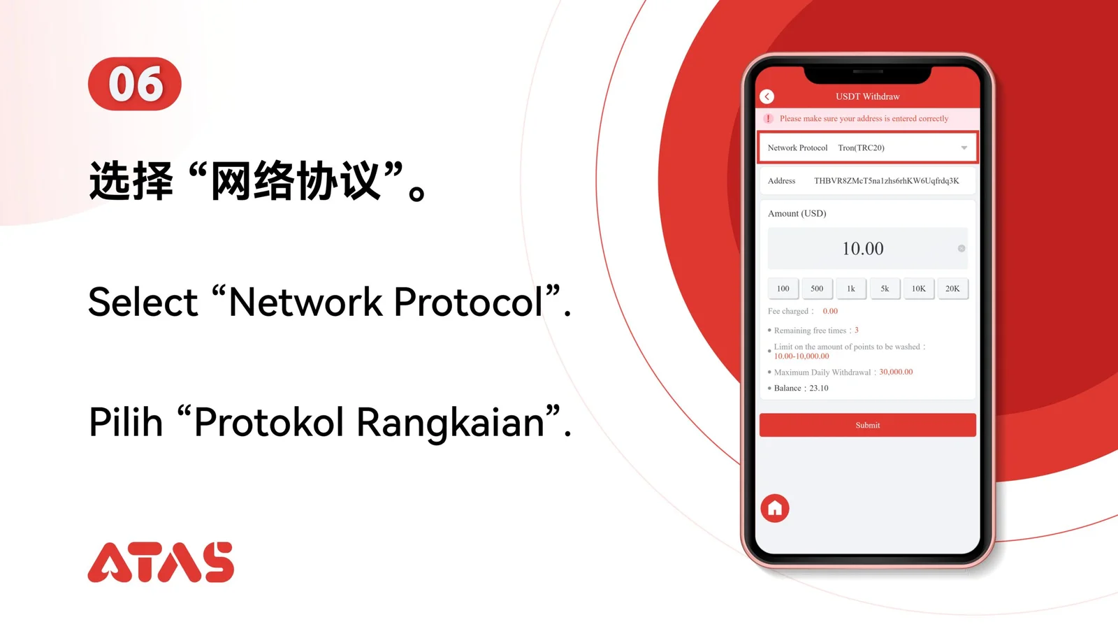 Penarikan USDT — Langkah 7