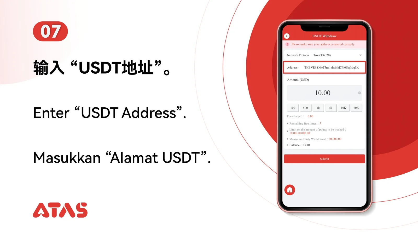 Penarikan USDT — Langkah 8