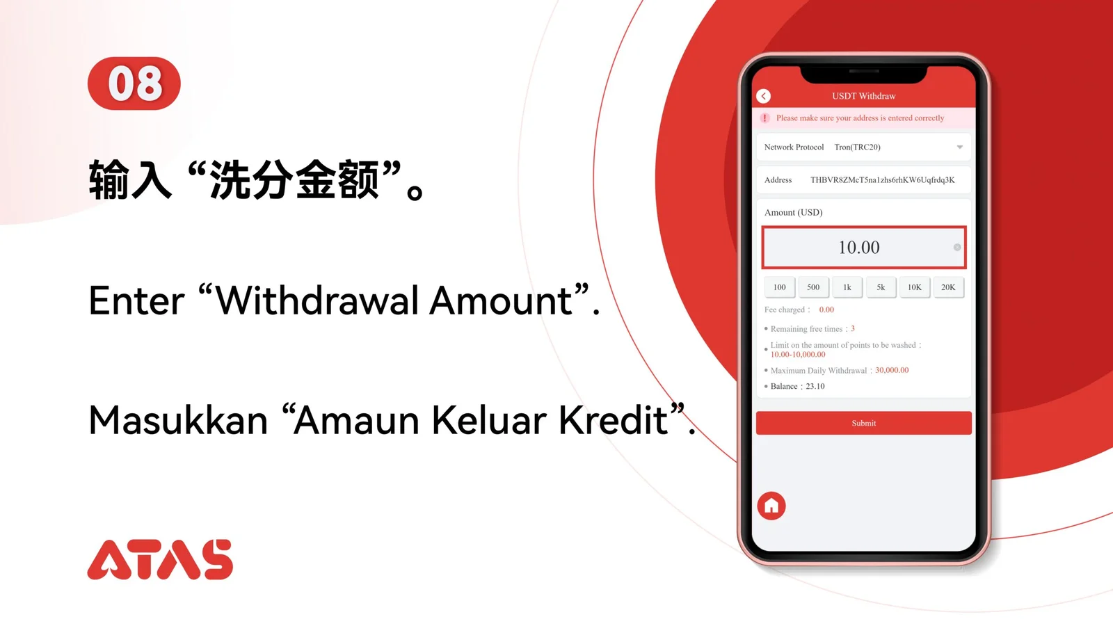 Penarikan USDT — Langkah 9